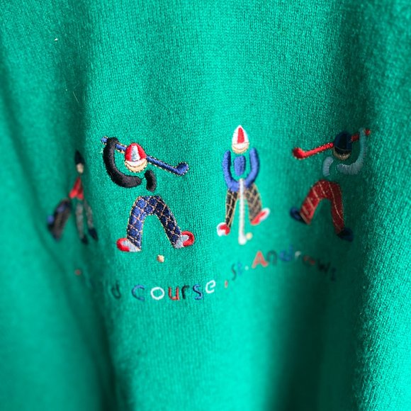 Vintage Golf Crewneck Sweater with Embroidery Made in Scotland - Picture 10 of 12